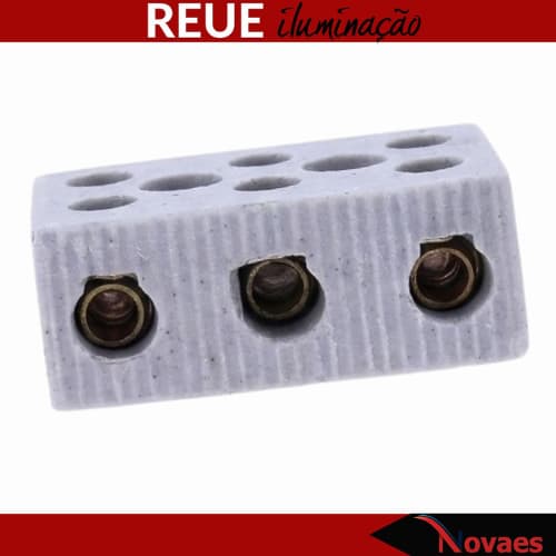 Conector Porcelana 3 Polos 50A 16mm Chuveiro Reue