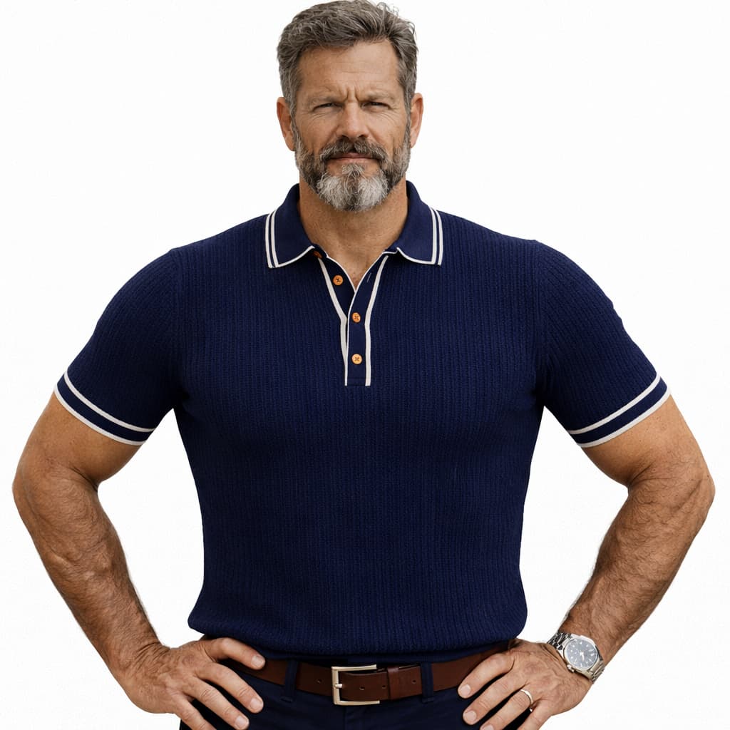 Camisa Polo De Tricô Masculina Leve Confortável Elegante Slim Fit Esporte Fino