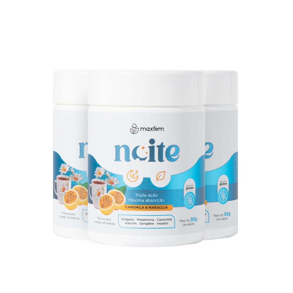 Kit 3 Maxfem Noite Suplemento Feminino Magnésio Inositol Vit C D3