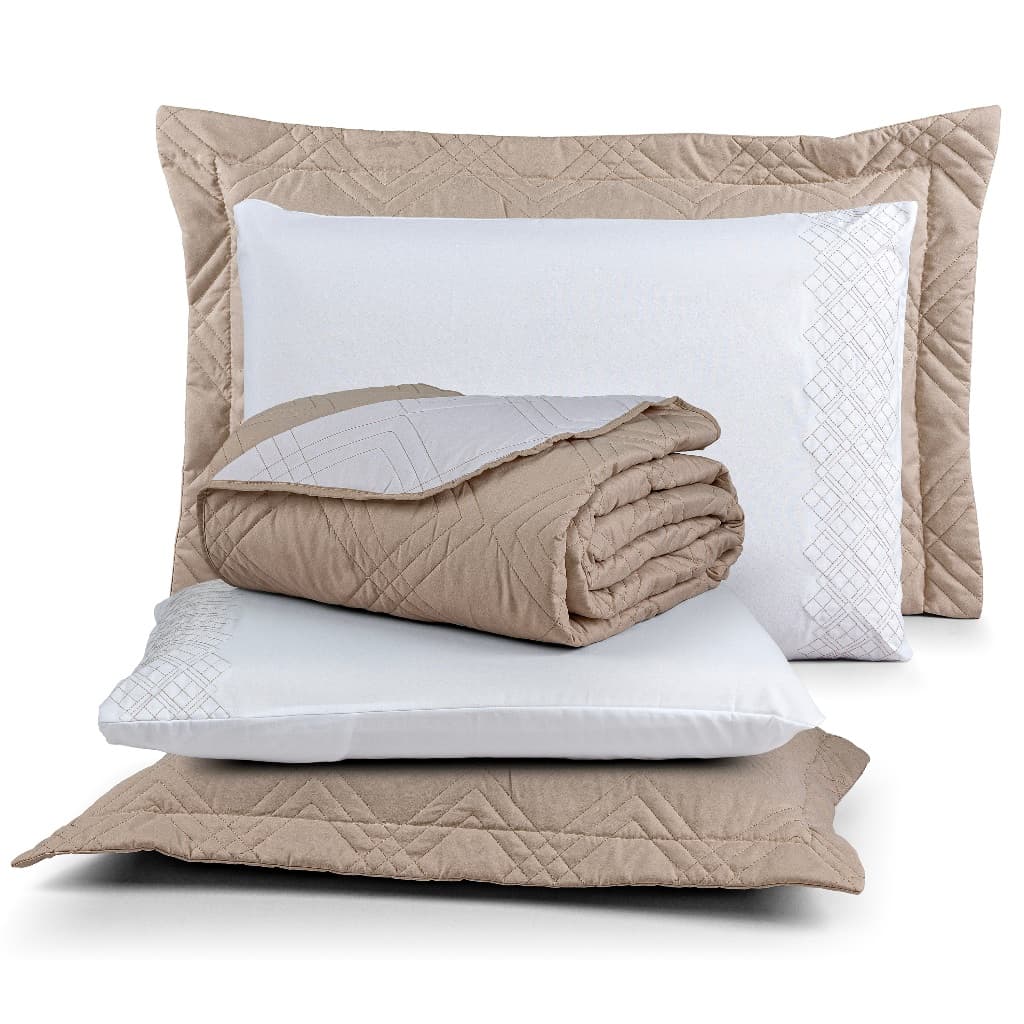 Cobre Leito 300 fios Dupla Face 5 Peças Bordado Casal / Queen / King Luxo Diamond