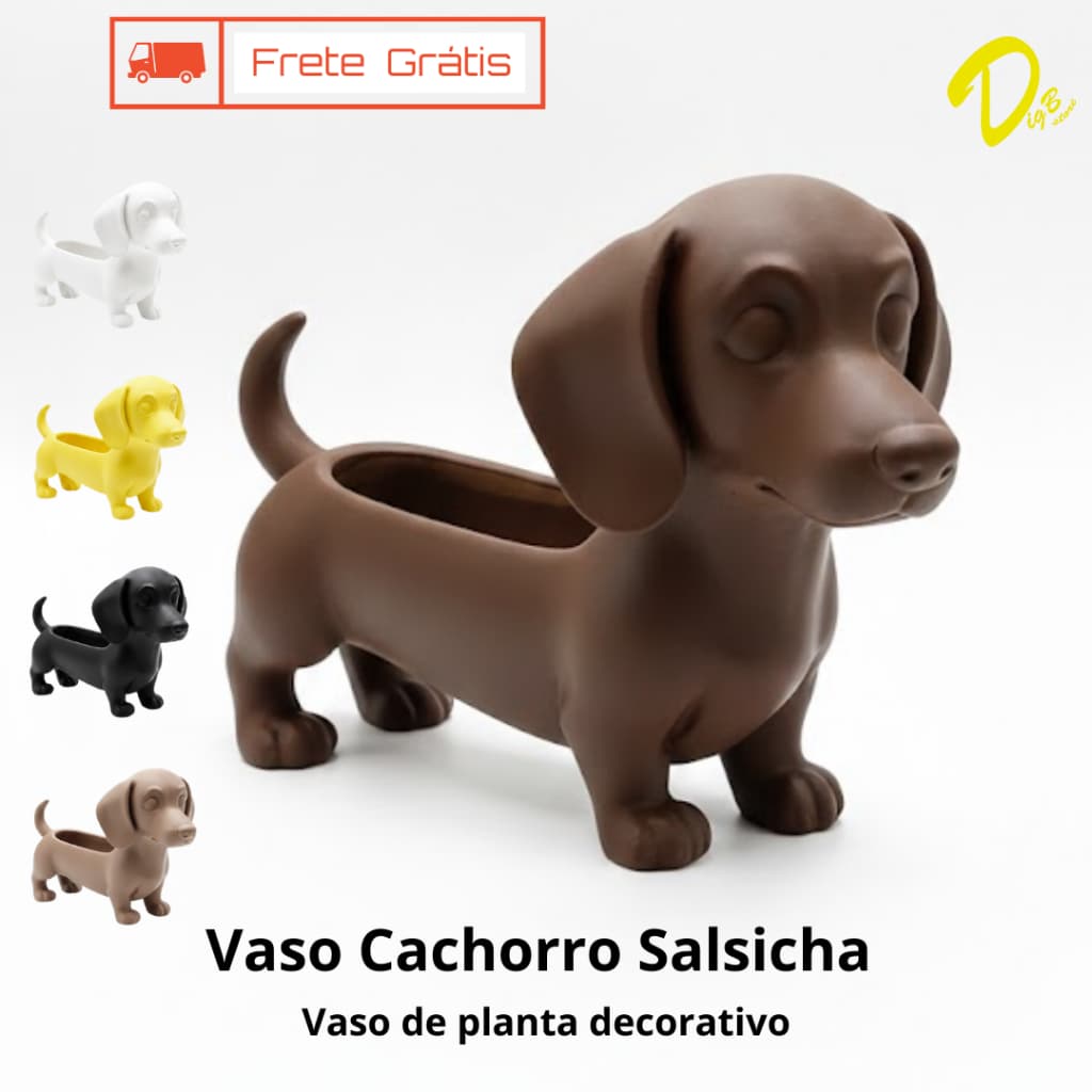 Vaso Decorativo Cachorro Salsicha Dachshund Enfeite Casa Jardim Suculentas Planta