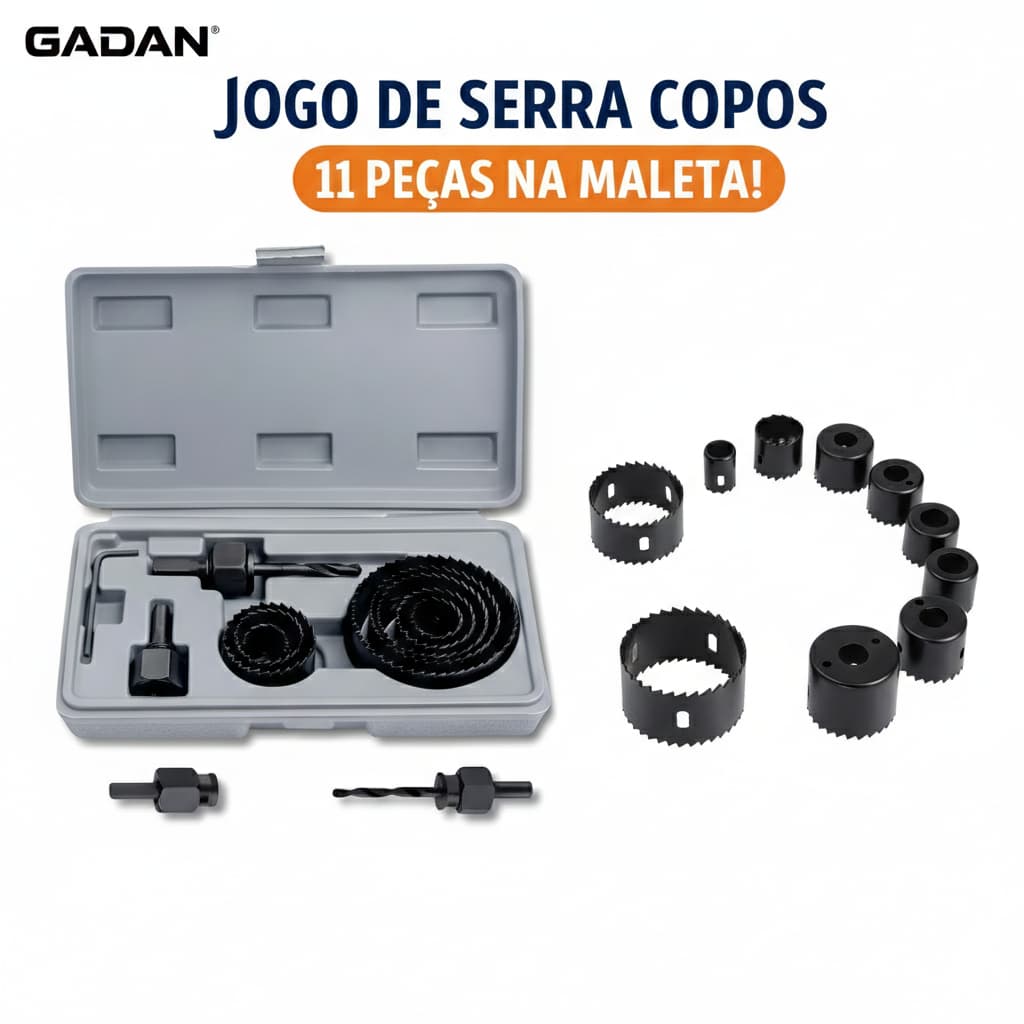 Maleta Serra Copos com 11 Peças | Conjunto Profissional + Precisão e Versatilidade nos Projetos