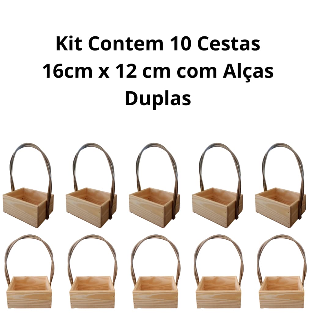 Kit 10 Cestas Retangular 16cm por 12cm Para Presentes e Decorações