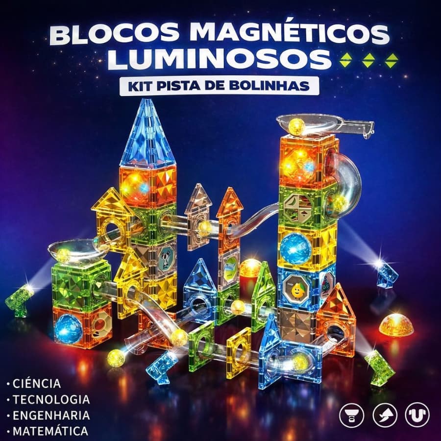 Blocos Montar Magnéticos Construção 69/78/34 Peças Brinquedo Educativo Infantil INFANTIL BLOQUINHOS