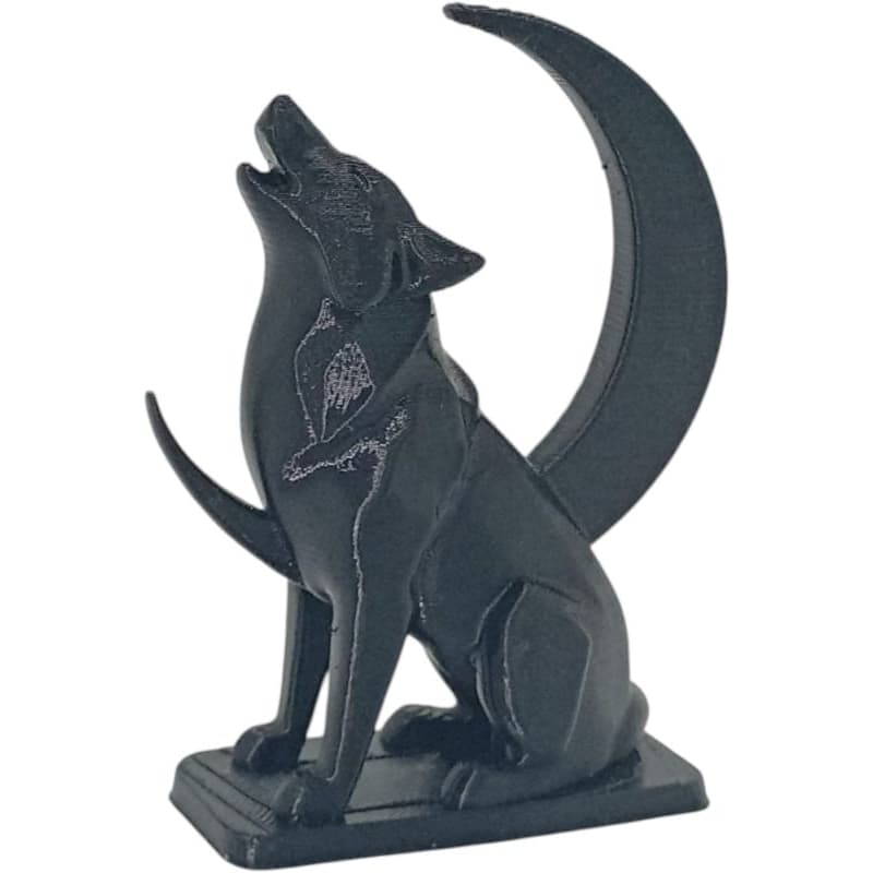 Lobo Uivando Lua Miniatura Impressa em 3D Colecionável