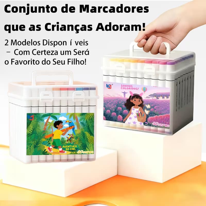 Kit 80/120 Marcadores Tinta Acrílica Caneta Brush Canetinha Pintar Aquarela Plástico Esola Escritório