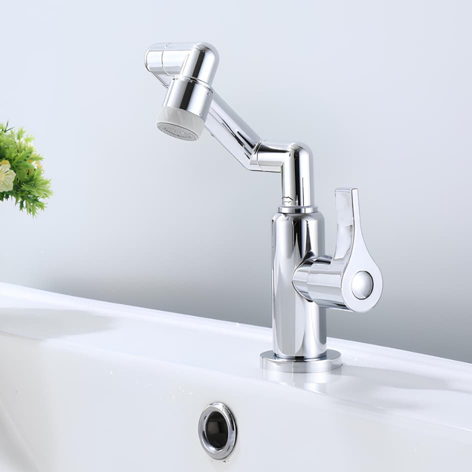 Torneira Inox 360º Graus Giratório Pia Banheiro Lavabo Moderna Bancada Parede
