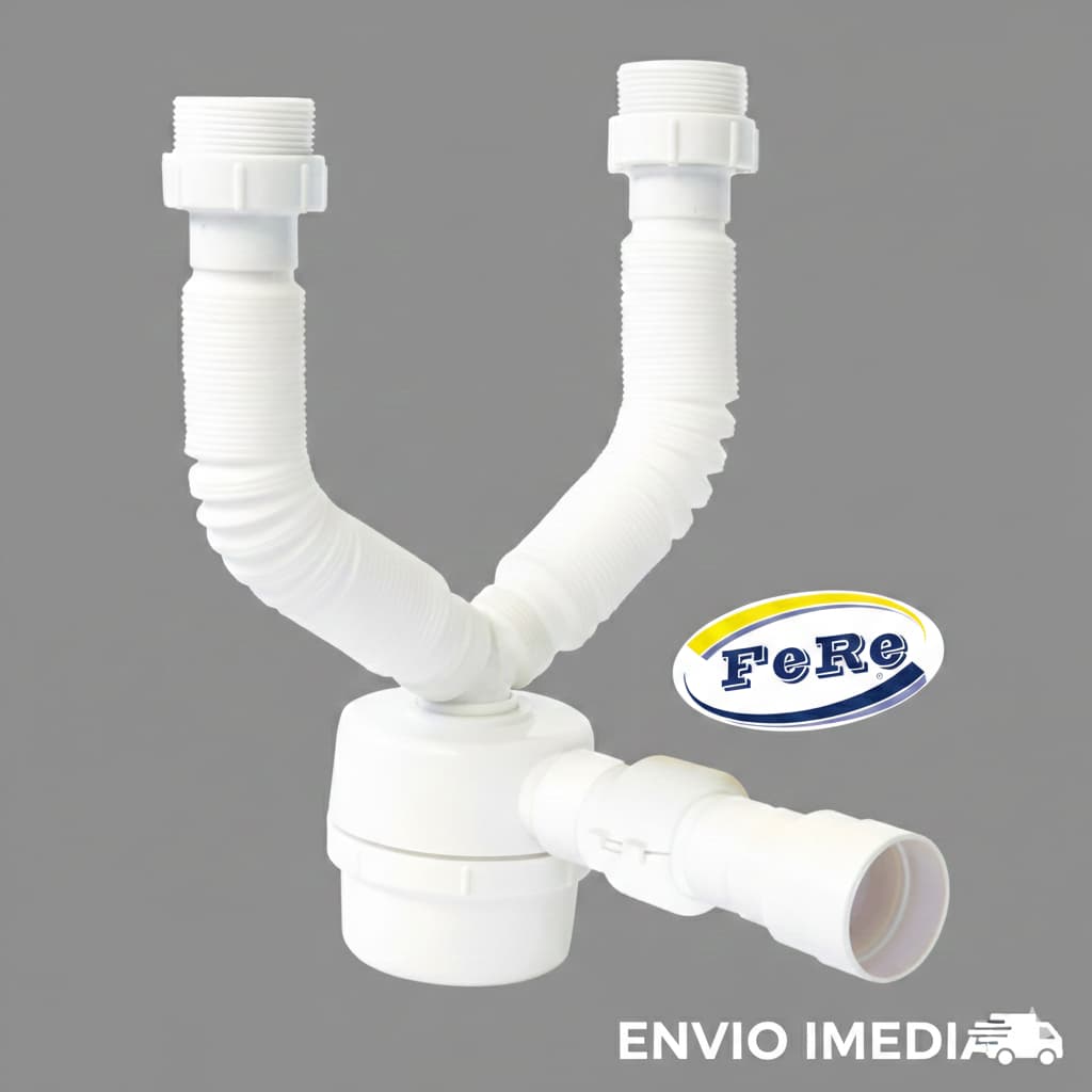 Sifão Duplo Sanfonado com Copo PVC Branco Universal e Antiodor FERE Envio Imediato
