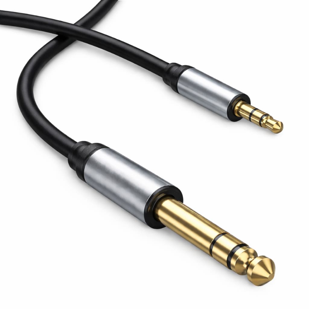 Cabo Áudio P2 Para P10 Estéreo 1.5m Dj Mesa Som Fone Nylon Blindado Ouro Bertô
