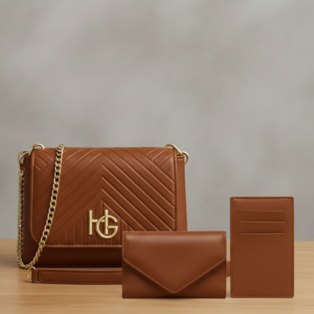 Kit Bolsa Feminina Pequena Elegante Com Carteira E Porta Cartão Premium
