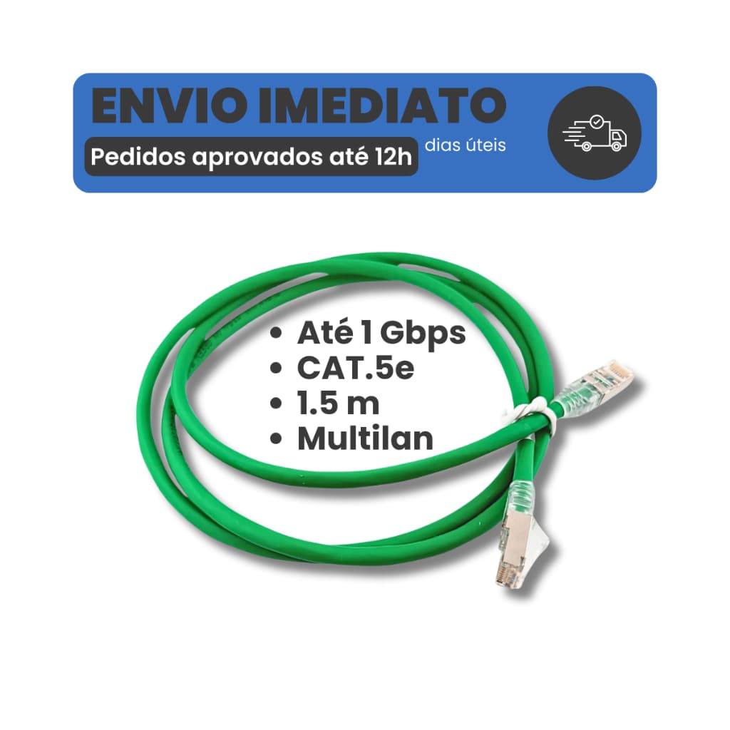Cabo de Rede Patch Cord CAT5e Multilan 1,5M Verde Furukawa