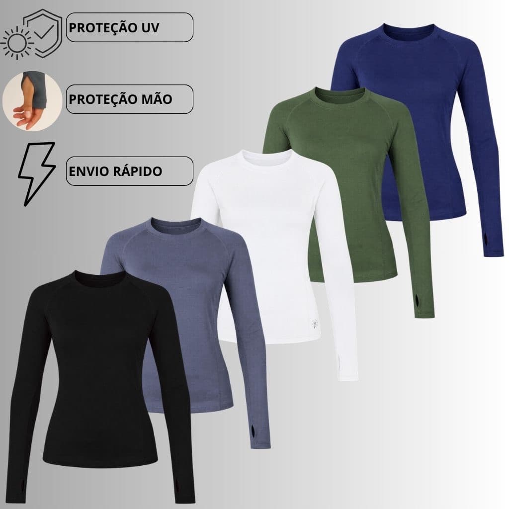 Camisa Térmica Feminina com Proteção Solar Poliamida