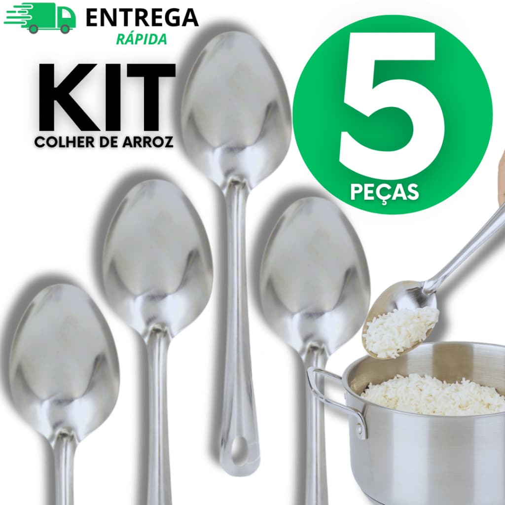 Colher de Arroz Inox Grande Profissional Servir Feijão Buffet Restaurante Cozinha Resistente Premium