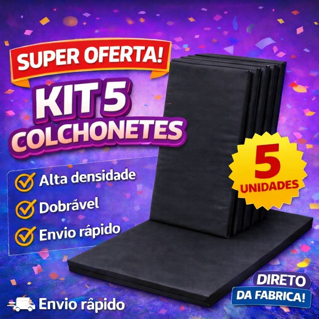 5 Colchonetes Preto Para Escolas E Creches  90x40x3 com Espuma Macia Impermeável Compacto D23
