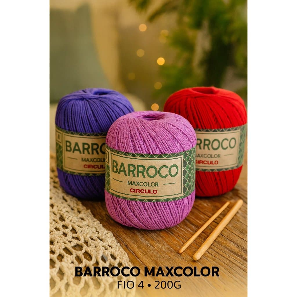 Barroco Maxcolor Círculo 200g Fio 4 para Crochê e Tricô - 100% Algodão - Fio para crochê
