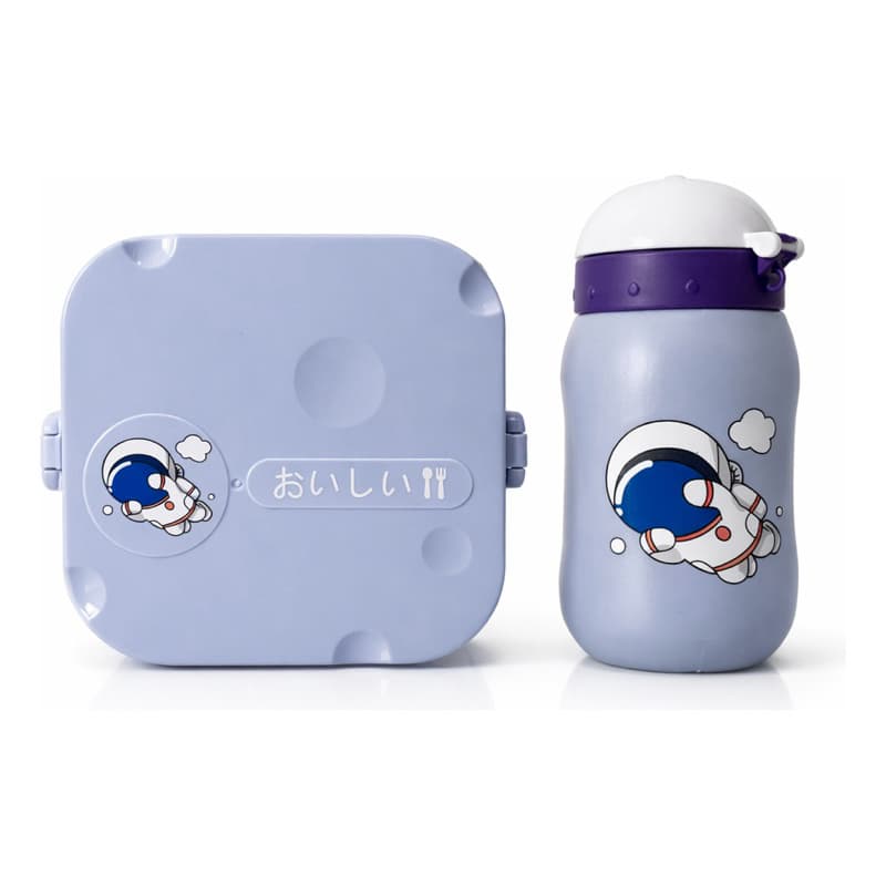 Kit Marmita Infantil + Garrafa de Água Com Canudo e Talheres – Personagem Lancheira Escolar