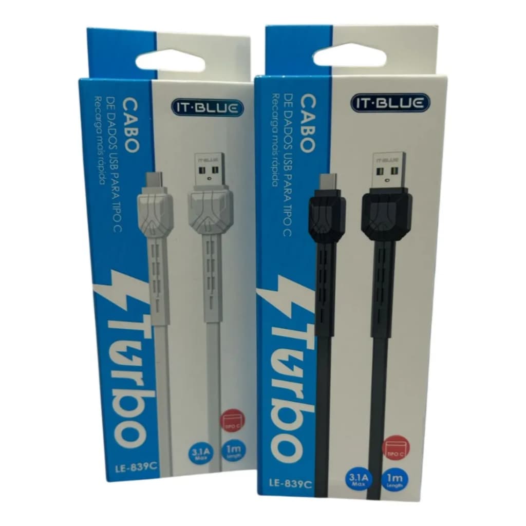 Cabo de Dados Carregador Turbo Smartphone USB Tipo C Le-839C It Blue Carregamento Rápido 3.1A 2 Metros De Cabo