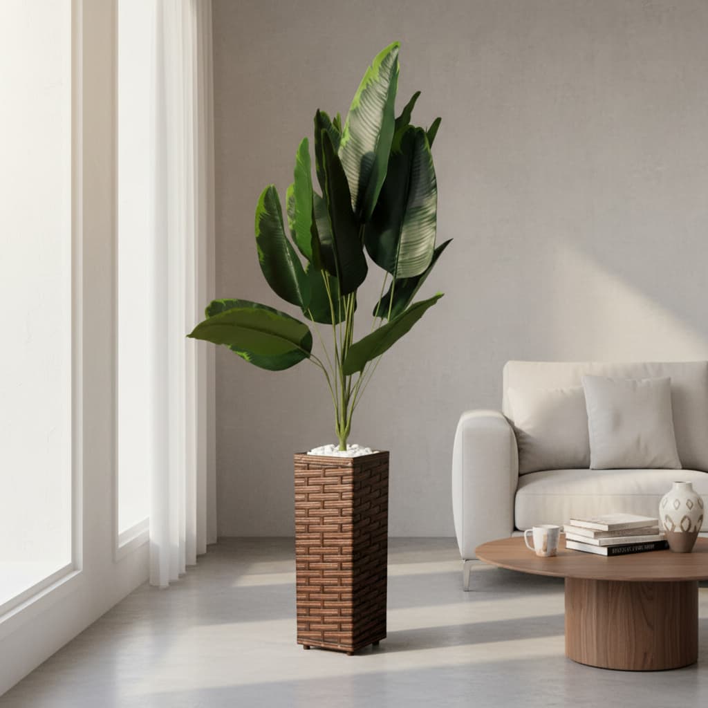 Palmeira Artificial 1,2m com Vaso Grande Luxo e Pedras Decorativas | Kit Completo