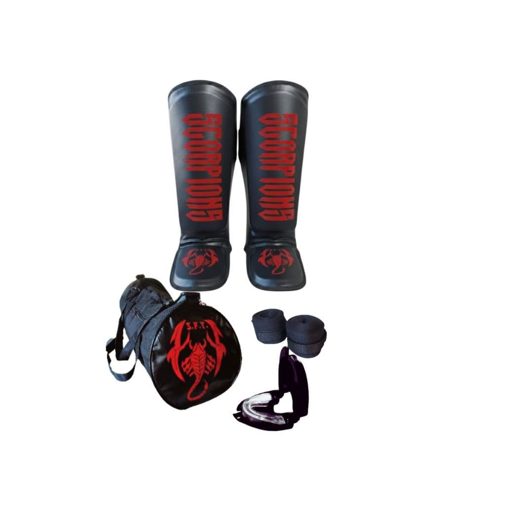 Kit Muay Thai Boxe Kickboxing Caneleira Band. bucal