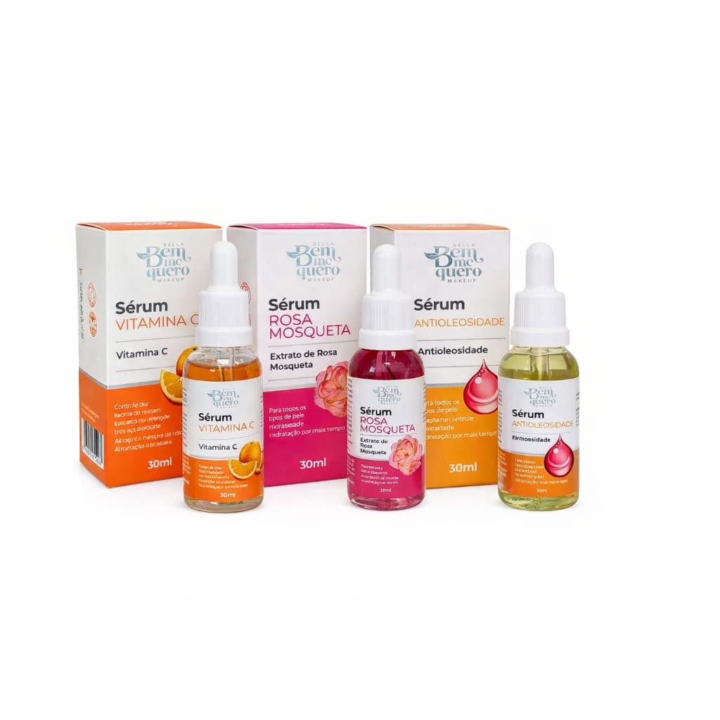 Sérum Fácial Vitamina C/Ácido Hialurônico/ Colágeno/ Rosa Mosqueta/ Antioleosidade /Bem me Quero