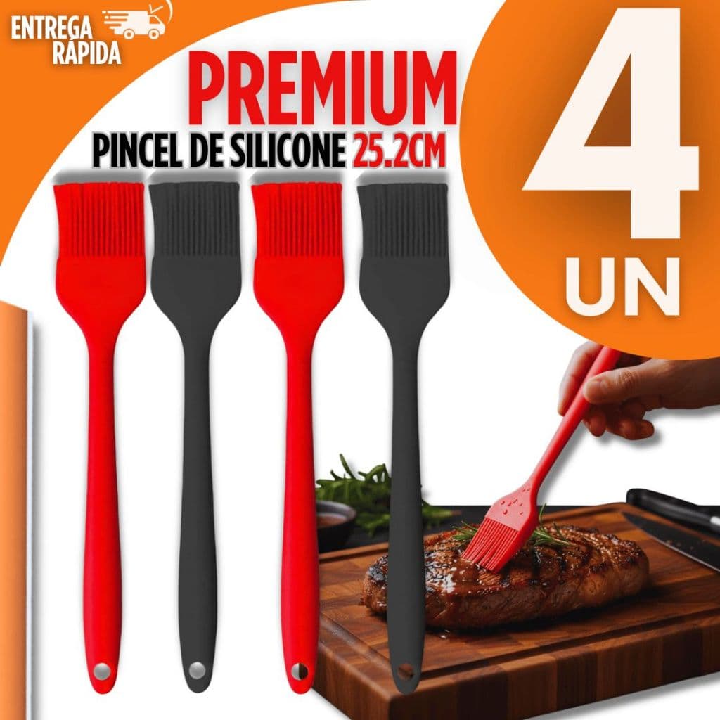 Pincel de Silicone Culinário Premium Preto ou Vermelho Multiuso Casa Cozinha Resistente Ao Calor