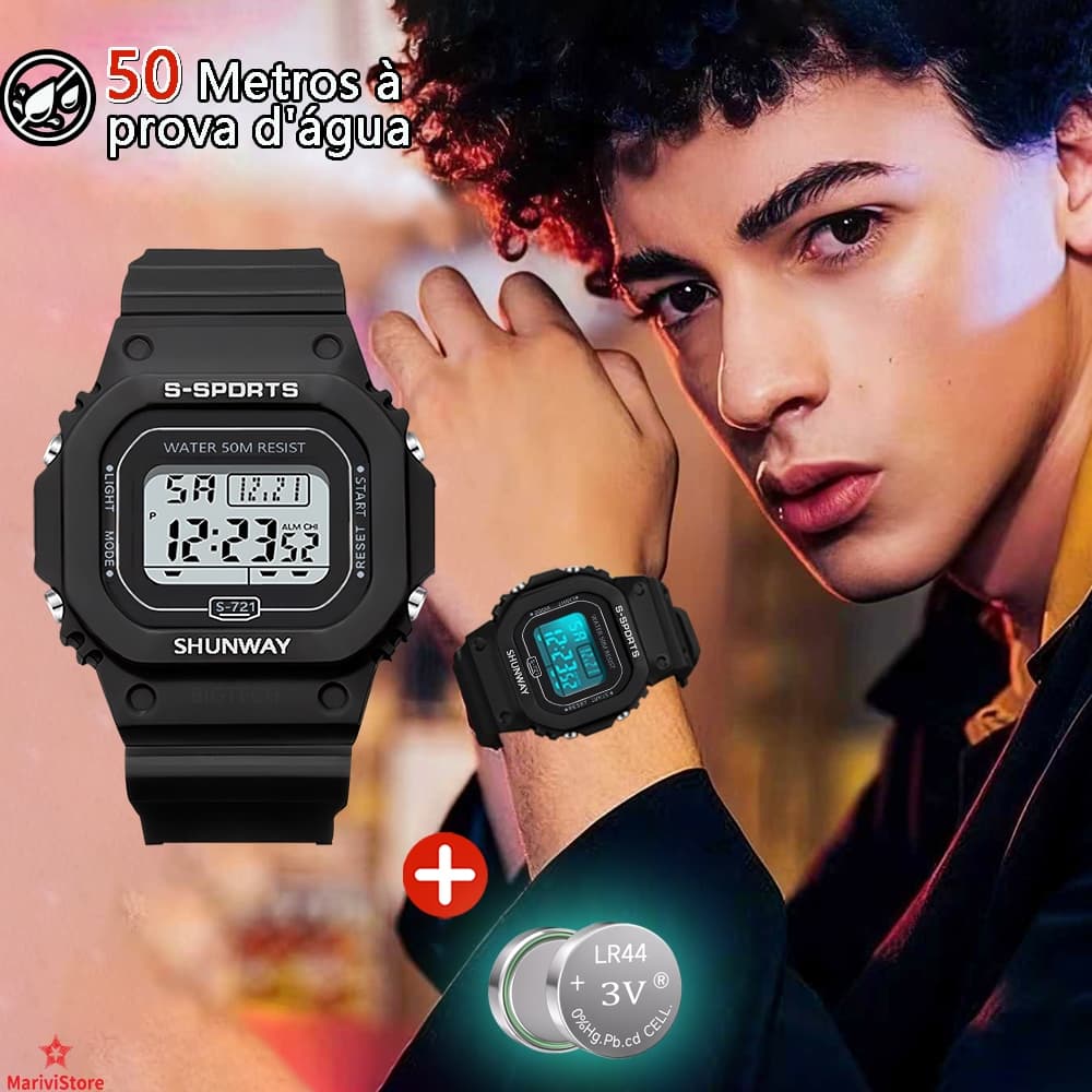 Relógio Digital LED De Silicone À Prova Dágua Cronômetro De Pulso De Borracha Esportiva