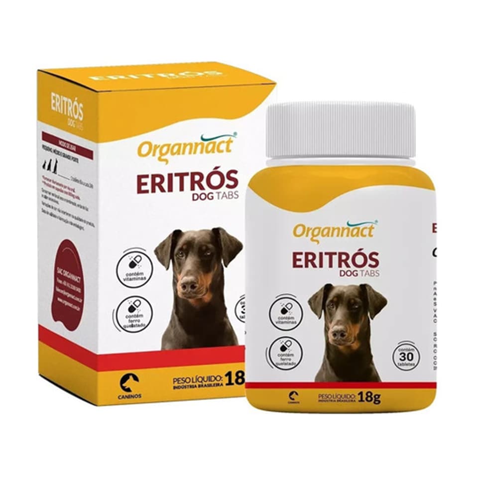 Eritrós Dog Tabs 18g Vitamina Ferro Organnact 30 Comprimidos
