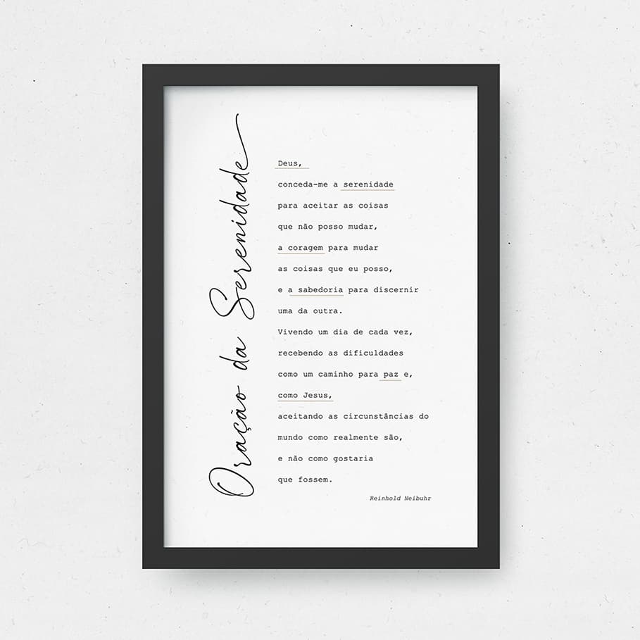 Quadro Oração Da Serenidade A4 Quadro Cristão Gospel Quadro Decorativo