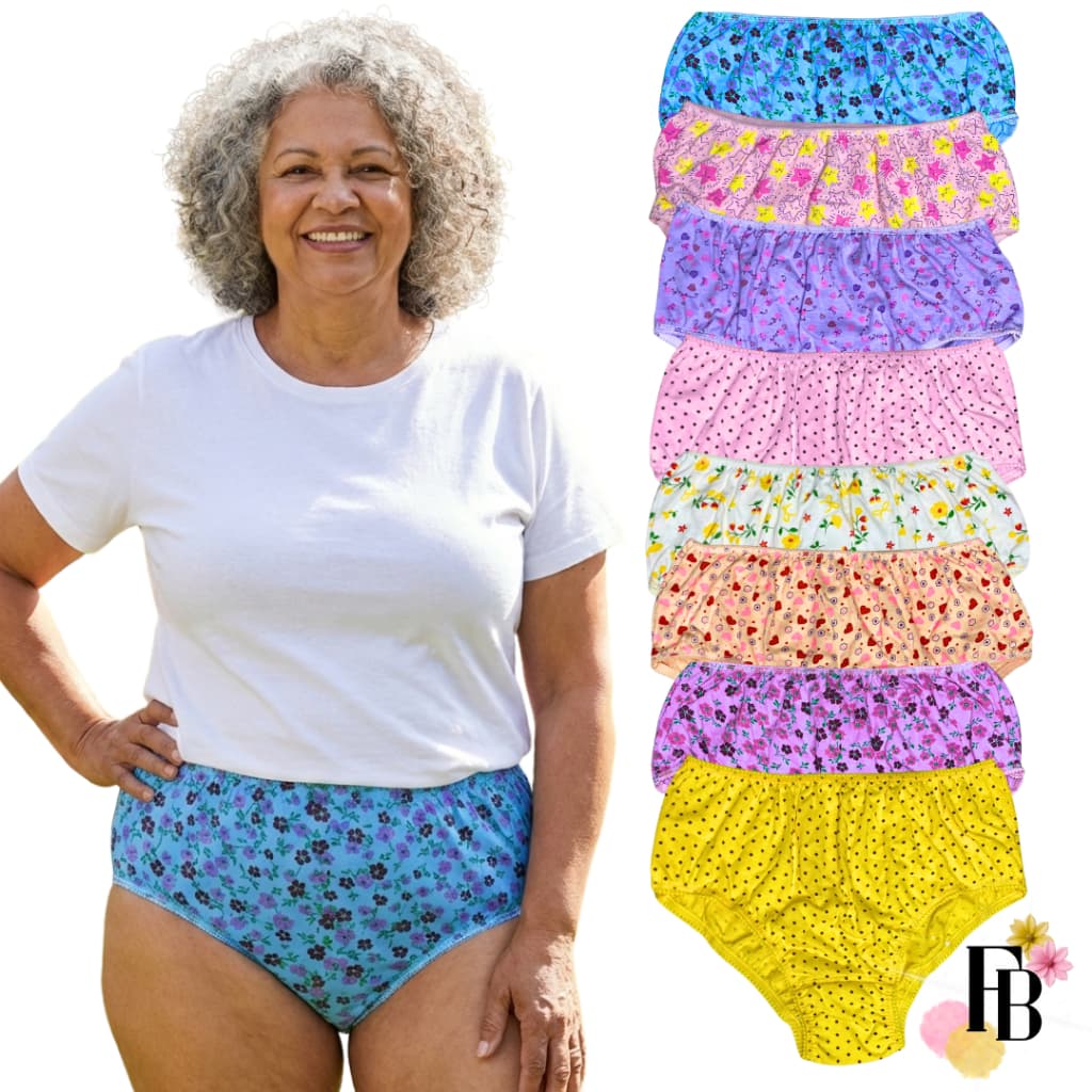 Kit 5 e 10 Calcinhas Calçolas Plus Size Do 44 Ao 52 Senhora Cintura Alta Confortavel Calçolão