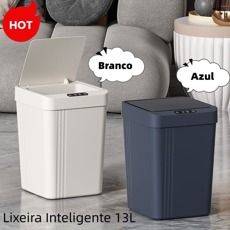 Lixeira Automática Inteligente 13L Com Sensor Para Cozinha e Escritório