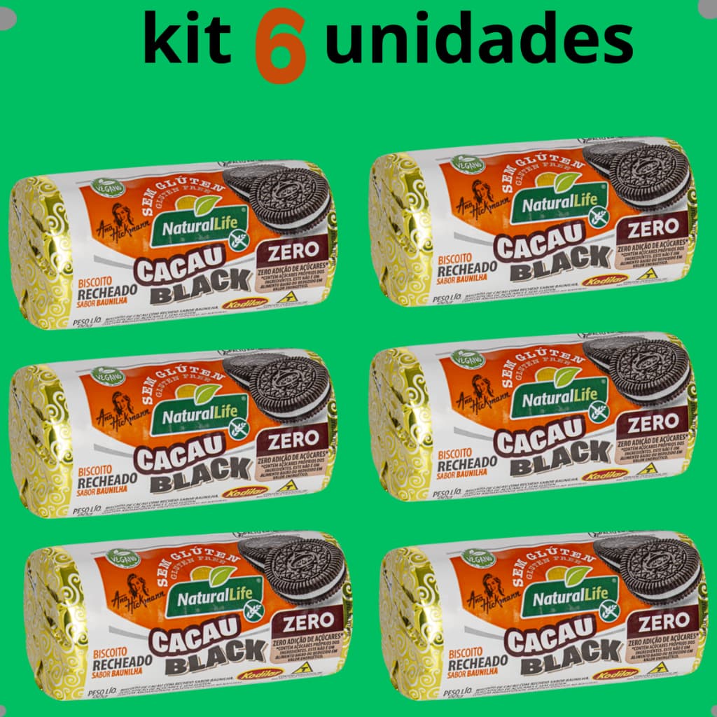 Biscoito Kodilar Cacau Black Baunilha Zero Açúcar 90g *LANÇAMENTO TIPO OREO*