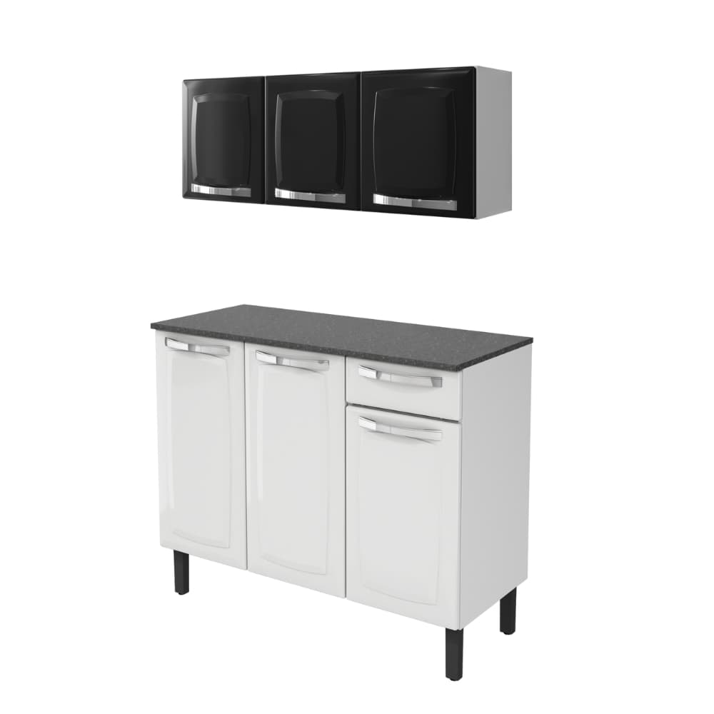 Kit Cozinha Branco Itatiaia com Aéreo e Balcão Tampo 100% Aço Promoção
