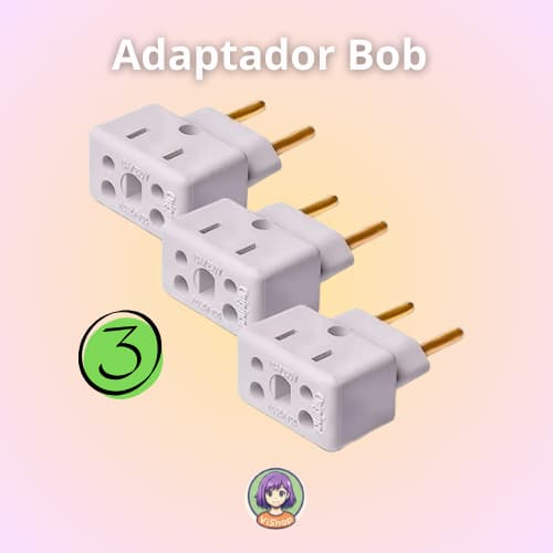 Kit com 3 Adaptador Tomada Benjamin Bob Esponja 10A e 20A