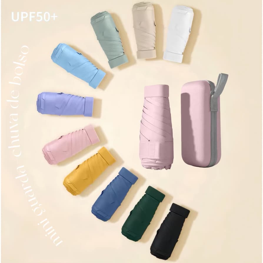 Guarda-chuva de bolso Mini sombrinha com Estojo Várias cores