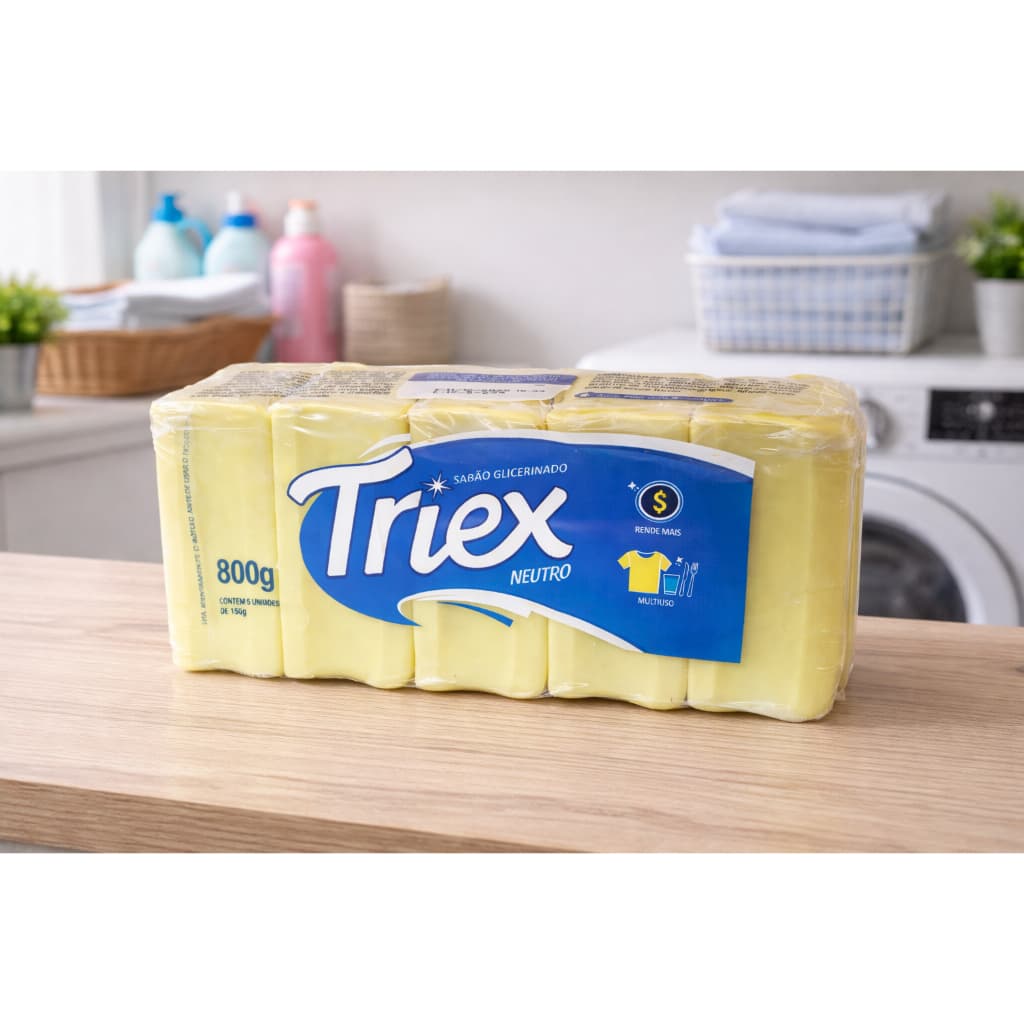Sabão em Barras Triex Neutro 800g- 1,6Kg- 2,4Kg e 3,2Kg Lava Louças -Roupas- Tecidos Atacado Barato Revenda