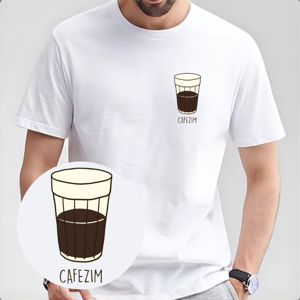 Camiseta Cafezim Masculino Básica Feminino Minimalista Unissex 100% Algodão Premiun Camisa Café