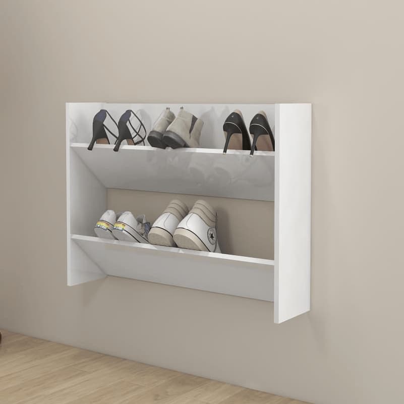 SAPATEIRA EM MDF VERTICAL DE PAREDE BRANCO 6 PAR 45CM QUARTO SALA COZINHA ORGANIZAÇAO SAPATOS
