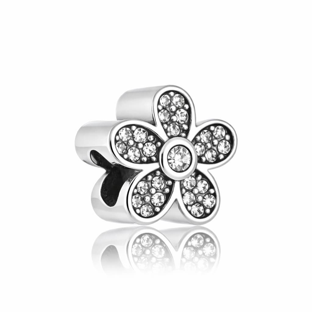 Berloque Aço Inox Flor 5 Pétalas Cristal