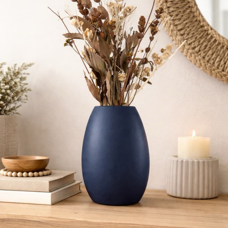 Vaso Chato Decorativo de Porcelana Moderna – Várias Cores | Vaso Baixo para Flores Secas, Sala, Quarto e Mesa Posta