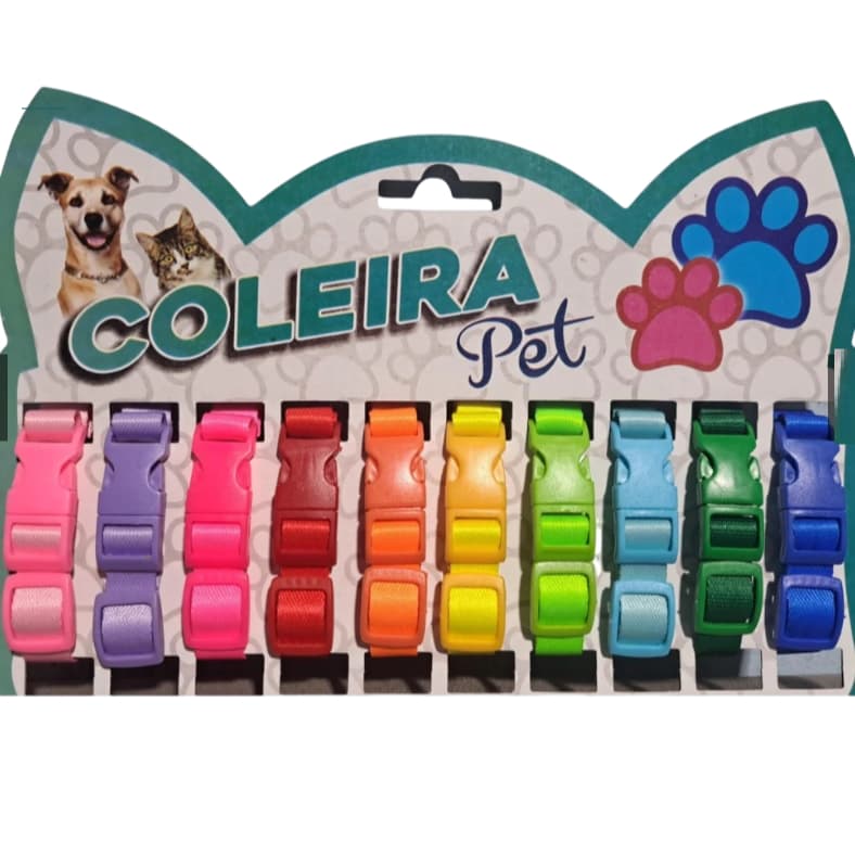 Kit Cartela 10pçs Coleiras Cachorro Tam P Coleira Seda Pequeno Porte para Cachorros