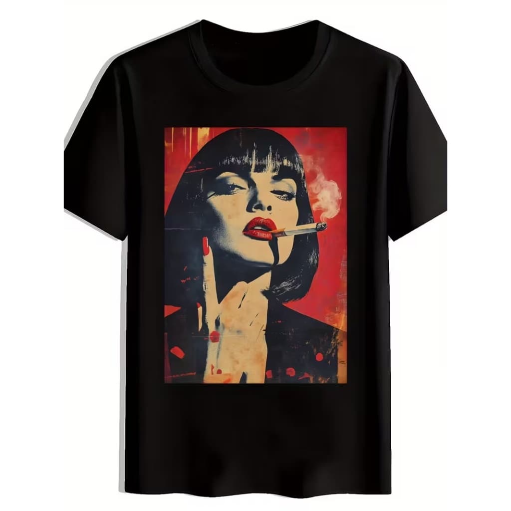 Camiseta Masculina Streetwear Vintage Pulp Fiction Girl Pop Art Algodão Premium