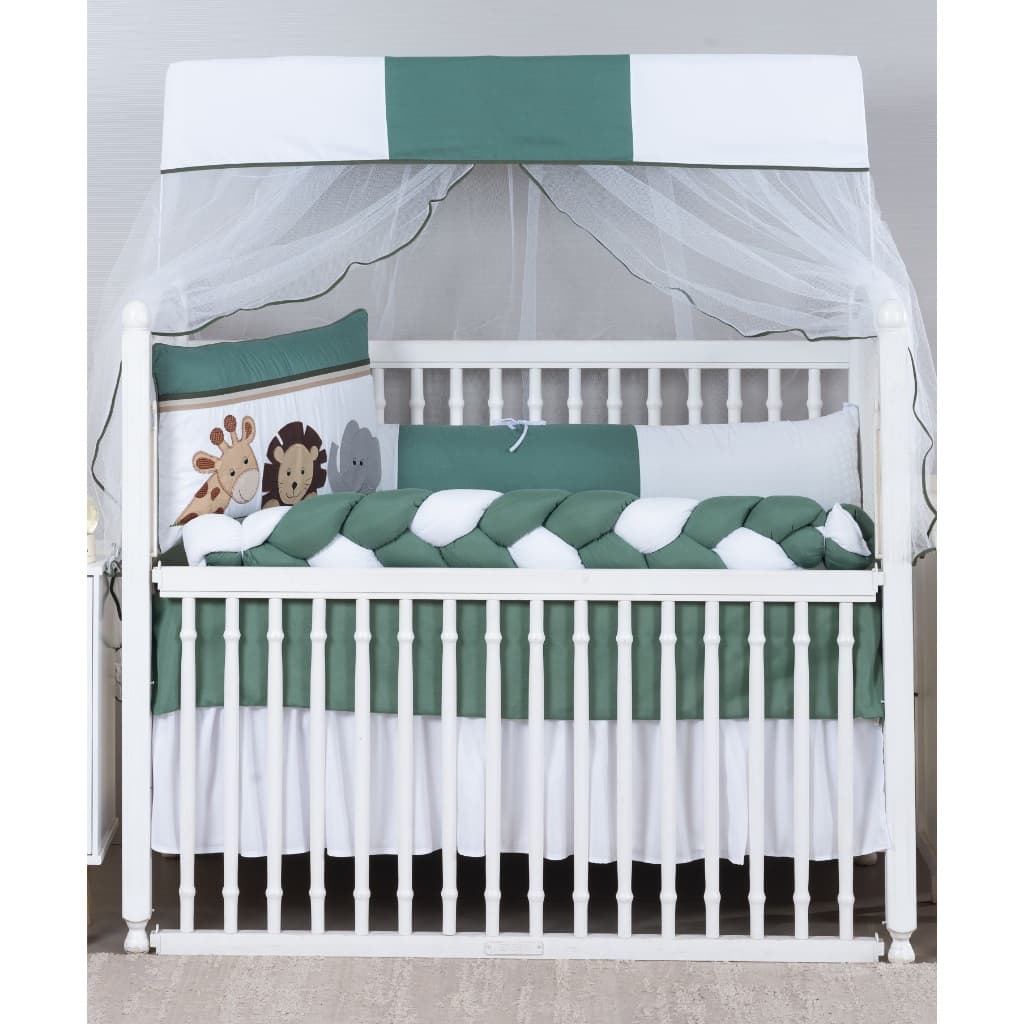 kit de berço americano savana verde 9 peças trançado