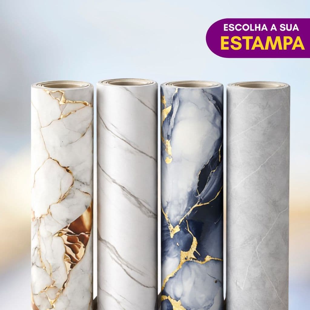 Kit 5 Rolos de Papel de Parede Coleção Mármore Importado Brilhoso Vinílico Adesivo Resistente