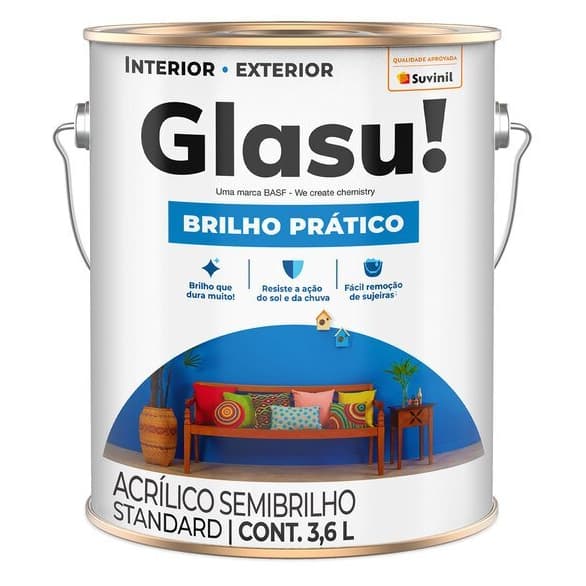 Tinta Acrílica Glasu Brilho Prático Branco Neve 3,6L