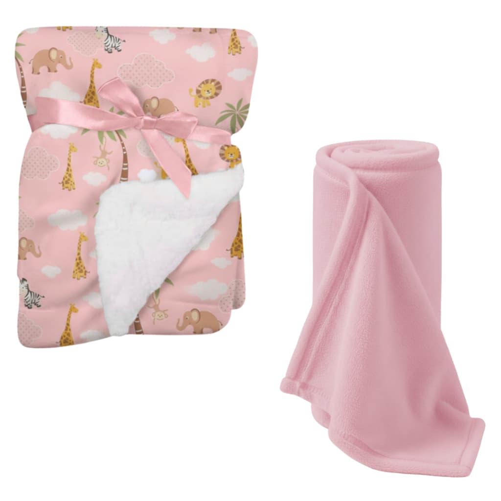 Kit 2 Itens Berço Bebe - Cobertor Dupla Face Sherpa + Cobertor Soft ✨ 80x90cm Antialérgica Quentinha