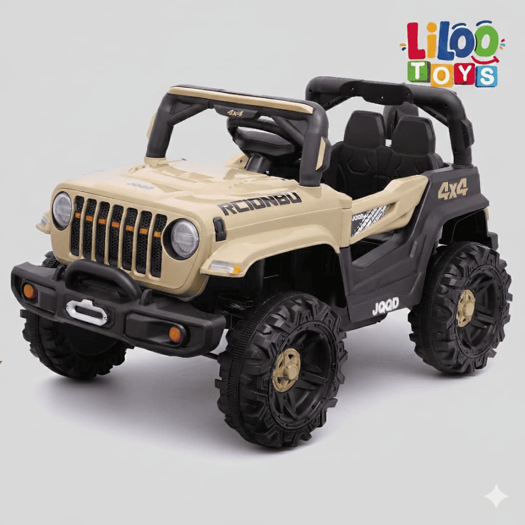 Carro Elétrico De Passeio Infantil Jipe Bege 12V com Carregador Bivolt e Controle Remoto Zippy