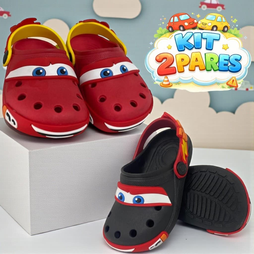 Kit 2 Pares Sandália Papete Infantil Menino Emborrachada Leve e Confortável