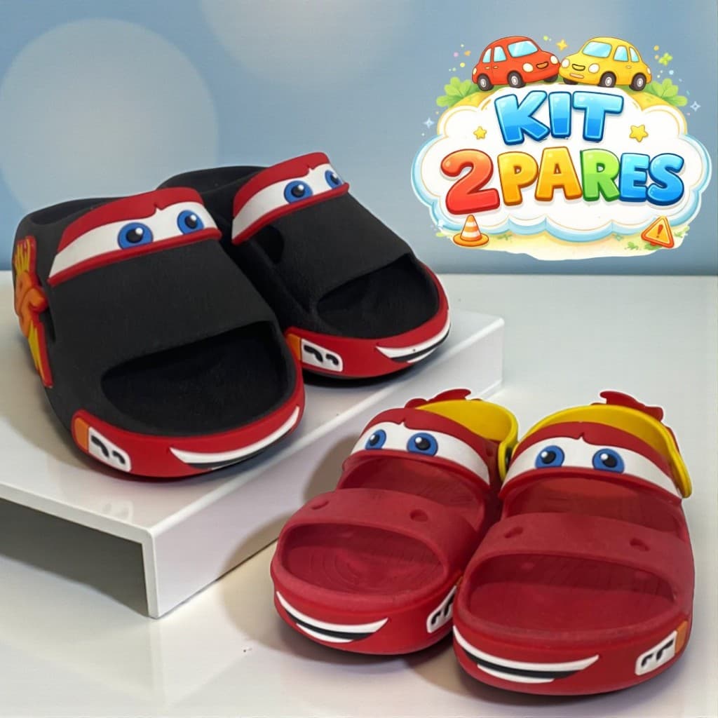 Kit 2 Pares Sandália Chinelo Nuvem Infantil Menino Macia e Confortável