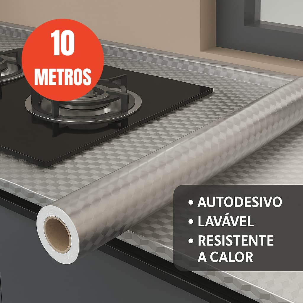 Papel Aluminio 3m 5m 10m Metro Adesivo Ultra Resistente Cozinha Parede Banheiro Prata Metalizado