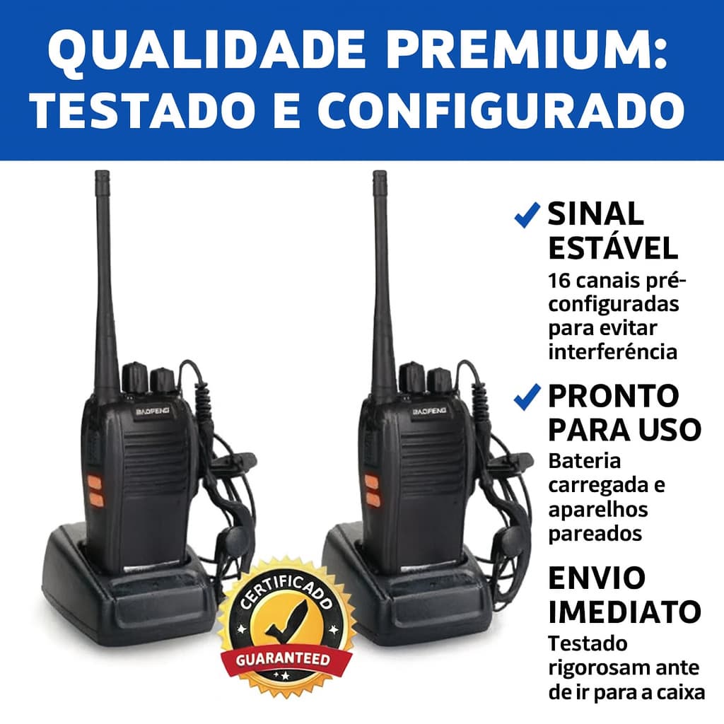 2 Rádios Comunicadores Baofeng Profissional | Testados | Bateria Carregada | Alta Qualidade | Pronta Entrega Brasil